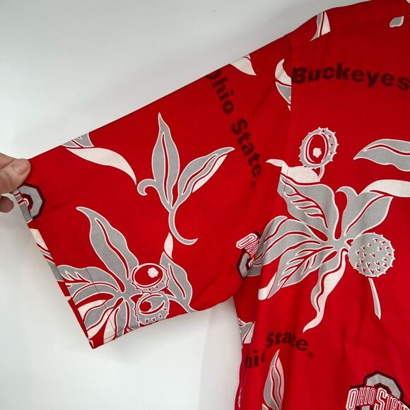 VTG Reyn Spooner Ohio State Buckeyes Button Up Shirt Mens S Red Hawaiian Sports - Picture 6 of 7